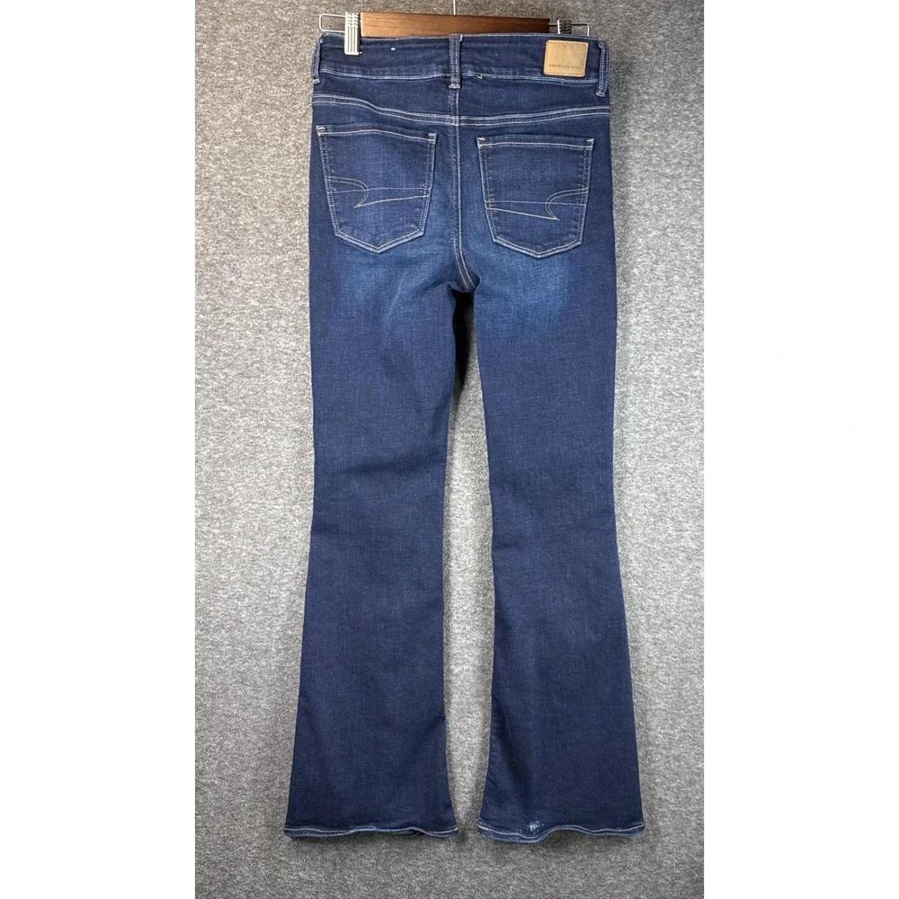 American Eagle Hi-Rise Artist Flare Jeans Dark Wash Double Button‎ Size 4 Short